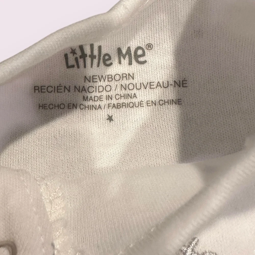 NWT Newborn Little White And Silver Welcome To The World Starry Footie